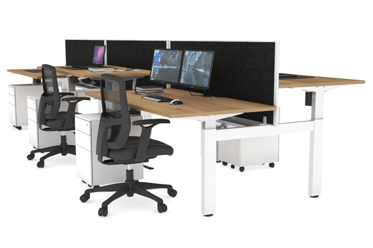 Just Right Height Adjustable 6 Person H-Bench Workstation - White Frame [1200L x 800W with Cable Scallop] Jasonl 
