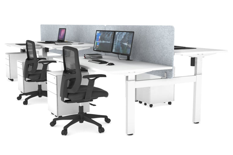 Just Right Height Adjustable 6 Person H-Bench Workstation - White Frame [1200L x 800W with Cable Scallop] Jasonl white light grey echo panel (820H x 1200W) none