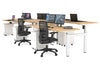 Just Right Height Adjustable 6 Person H-Bench Workstation - White Frame [1600L x 700W] - Thumbnail 94 