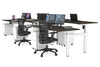Just Right Height Adjustable 6 Person H-Bench Workstation - White Frame [1600L x 700W] - Thumbnail 122 