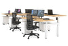 Just Right Height Adjustable 6 Person H-Bench Workstation - White Frame [1600L x 700W] - Thumbnail 95 