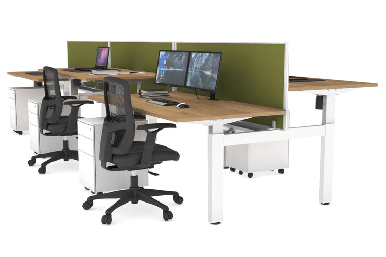 Just Right Height Adjustable 6 Person H-Bench Workstation - White Frame [1600L x 800W with Cable Scallop] Jasonl 