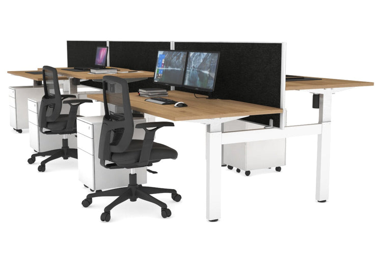 Just Right Height Adjustable 6 Person H-Bench Workstation - White Frame [1600L x 800W with Cable Scallop] Jasonl 