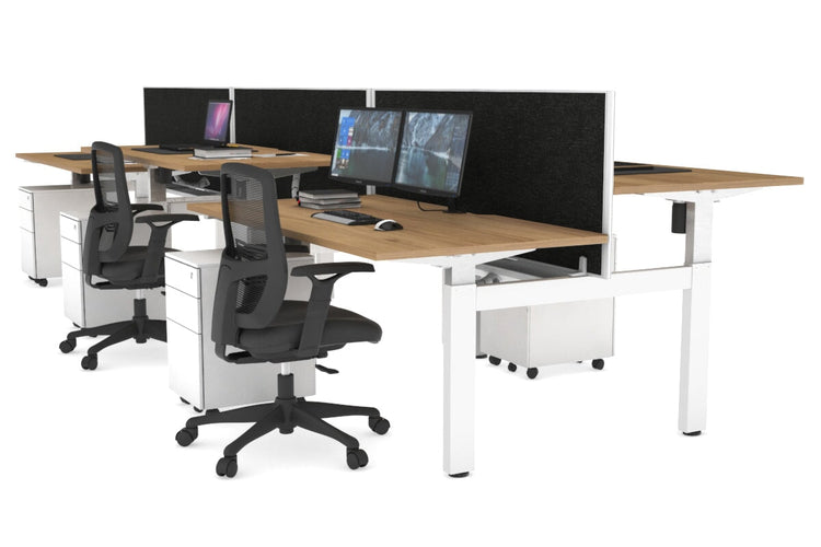 Just Right Height Adjustable 6 Person H-Bench Workstation - White Frame [1600L x 800W with Cable Scallop] Jasonl 
