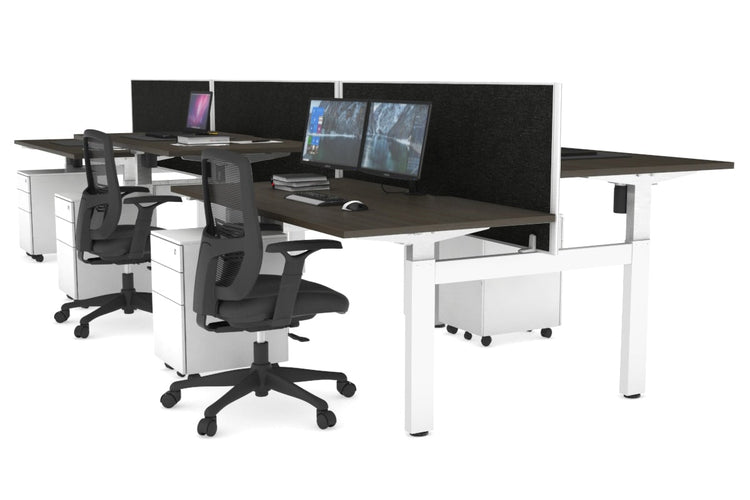Just Right Height Adjustable 6 Person H-Bench Workstation - White Frame [1600L x 800W with Cable Scallop] Jasonl 