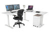 Just Right Height Adjustable Corner (RHS) Workstation - White Frame [1400L x 1700W] - Thumbnail 1 