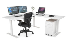  - Just Right Height Adjustable Corner (RHS) Workstation - White Frame [1400L x 1700W] - 1