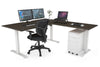 Just Right Height Adjustable Corner (RHS) Workstation - White Frame [1600L x 1550W with Cable Scallop] - Thumbnail 7 