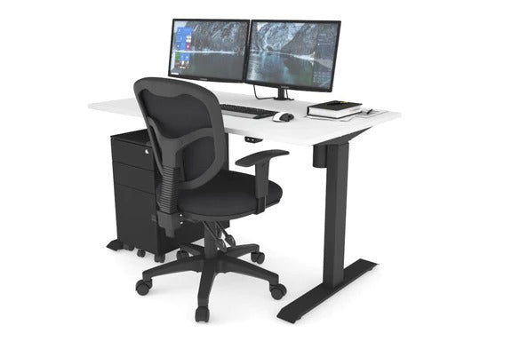 Just Right Height Adjustable Desk [1200L x 700W]-black leg white 