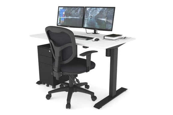 Just Right Height Adjustable Desk [1200L x 700W] Jasonl black leg white 