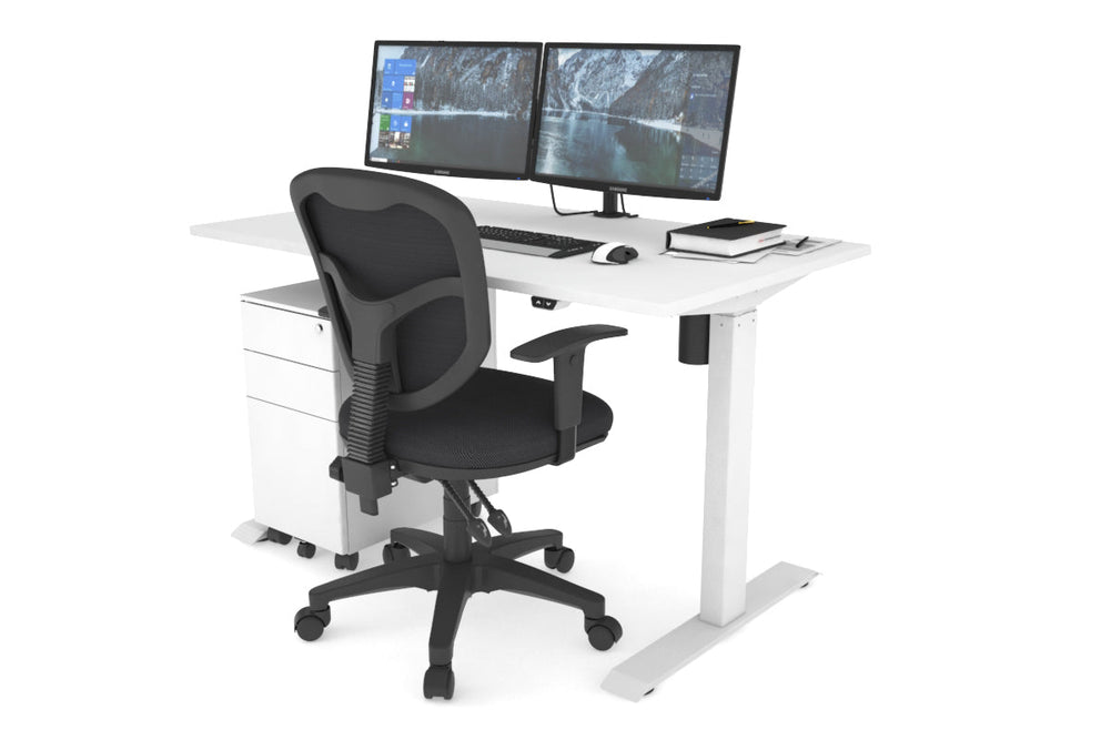 Just Right Height Adjustable Desk [1200L x 700W]-black leg dark oak 
