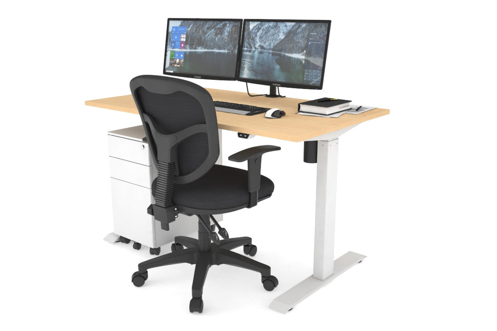 Just Right Height Adjustable Desk [1200L x 700W]-white leg maple 