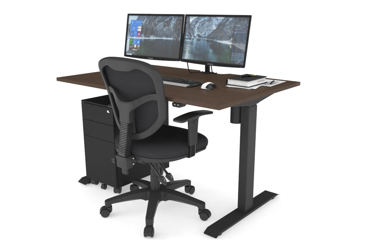 Just Right Height Adjustable Desk [1200L x 800W with Cable Scallop] Jasonl black leg wenge 