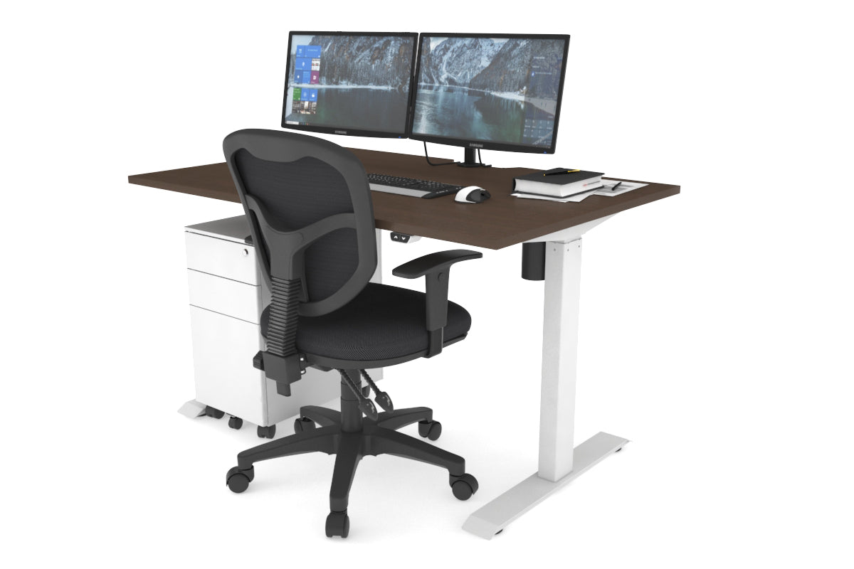 Just Right Height Adjustable Desk [1200L x 800W with Cable Scallop] Jasonl white leg wenge 
