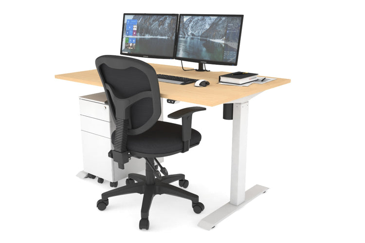 Just Right Height Adjustable Desk [1200L x 800W with Cable Scallop] Jasonl white leg maple 