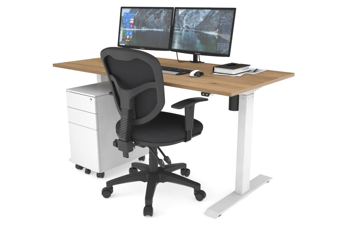 Just Right Height Adjustable Desk [1400L x 700W] Jasonl white leg salvage oak 