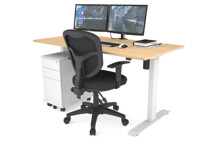 Just Right Height Adjustable Desk [1400L x 700W] Jasonl white leg maple 