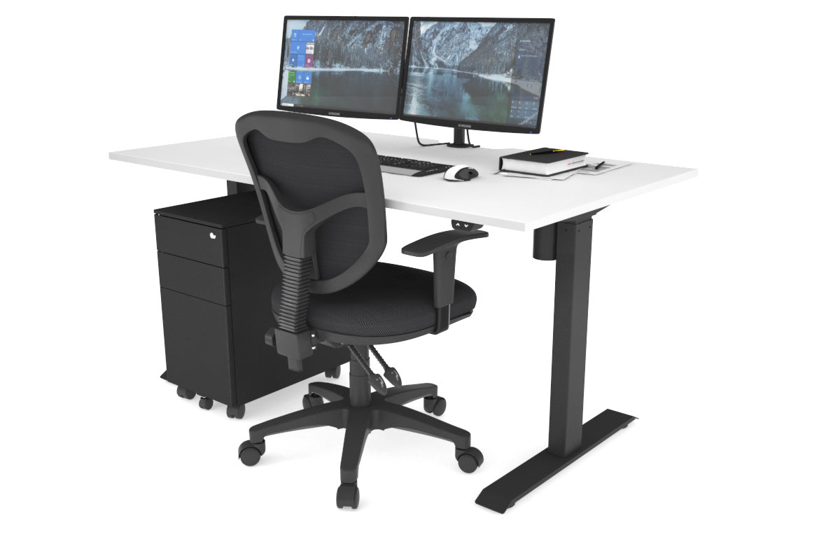 Just Right Height Adjustable Desk [1400L x 800W with Cable Scallop] Jasonl black leg white 