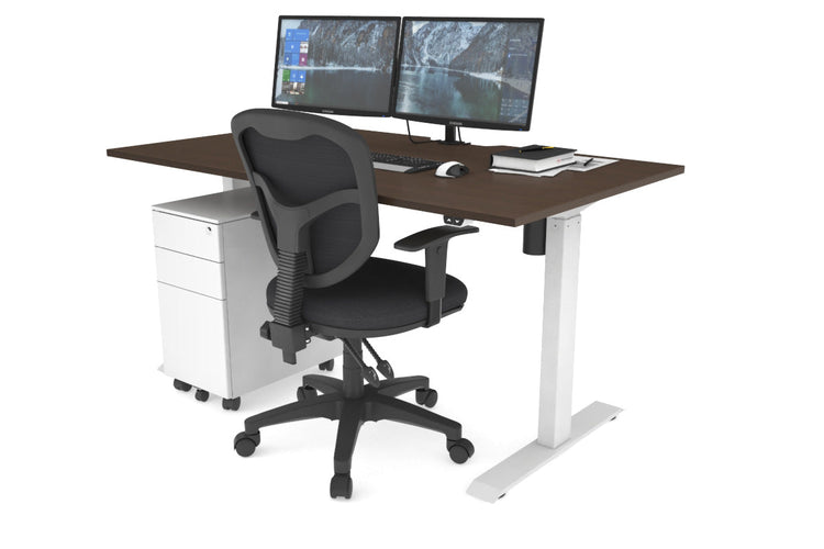 Just Right Height Adjustable Desk [1400L x 800W with Cable Scallop] Jasonl white leg wenge 