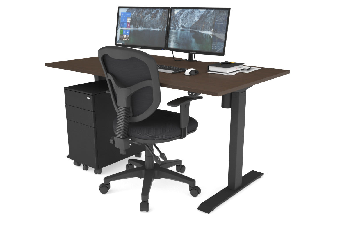 Just Right Height Adjustable Desk [1400L x 800W with Cable Scallop] Jasonl black leg wenge 