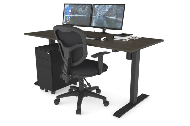 Just Right Height Adjustable Desk [1600L x 700W] Jasonl black leg dark oak 