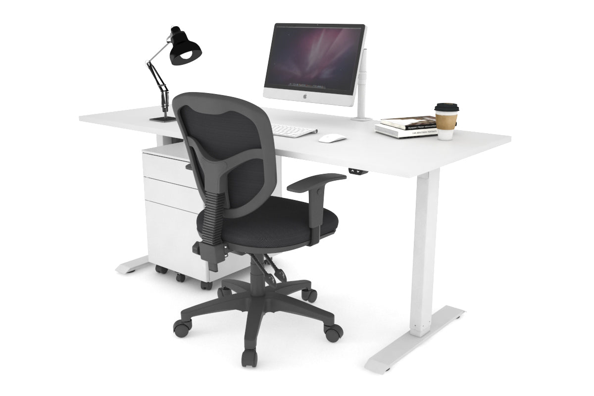 Just Right Height Adjustable Desk [1600L x 700W] Jasonl white leg white 