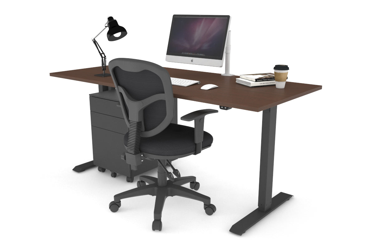 Just Right Height Adjustable Desk [1600L x 700W] Jasonl black leg wenge 