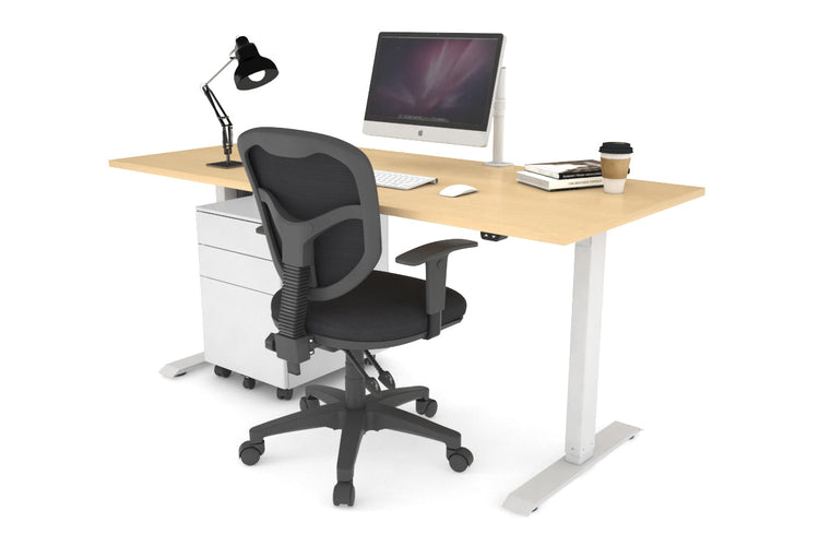 Just Right Height Adjustable Desk [1600L x 700W] Jasonl white leg maple 