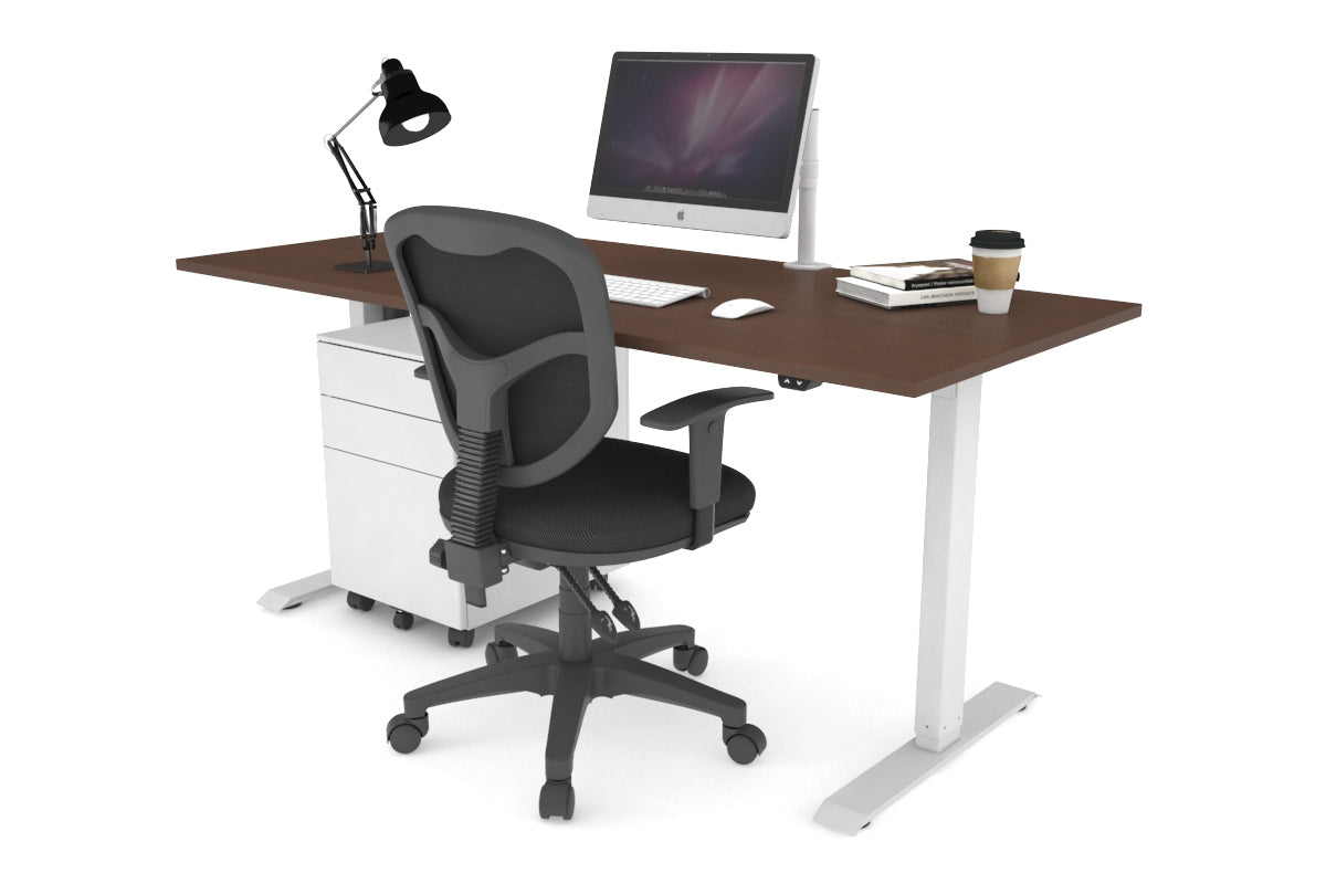 Just Right Height Adjustable Desk [1600L x 700W] Jasonl white leg wenge 