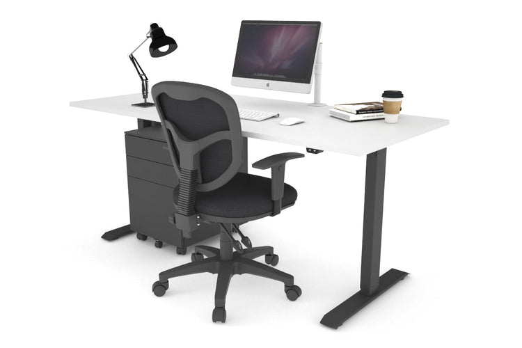 Just Right Height Adjustable Desk [1600L x 700W] Jasonl black leg white 