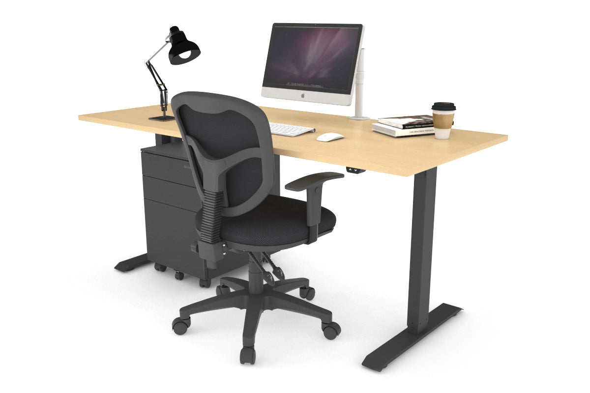 Just Right Height Adjustable Desk [1600L x 700W] Jasonl black leg maple 