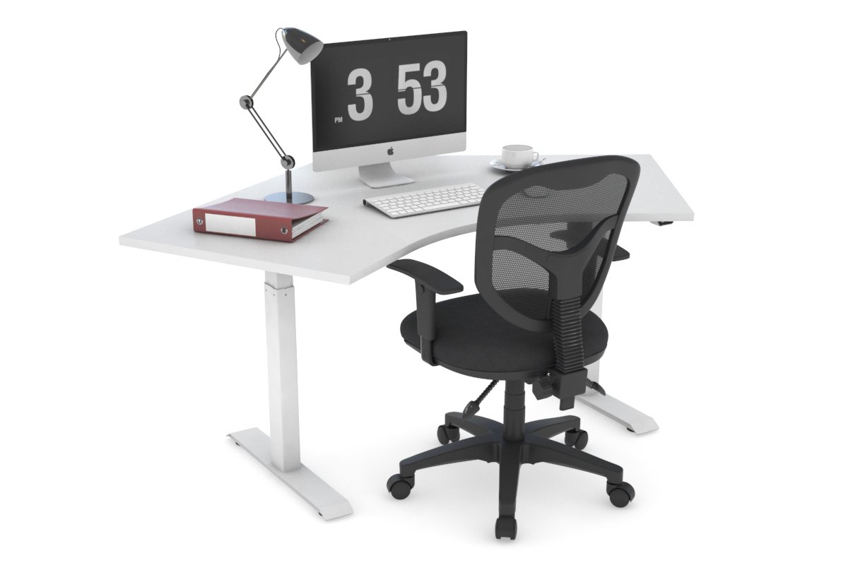 Just Right Height Adjustable Single Person 120 Degree Workstation Jasonl white 