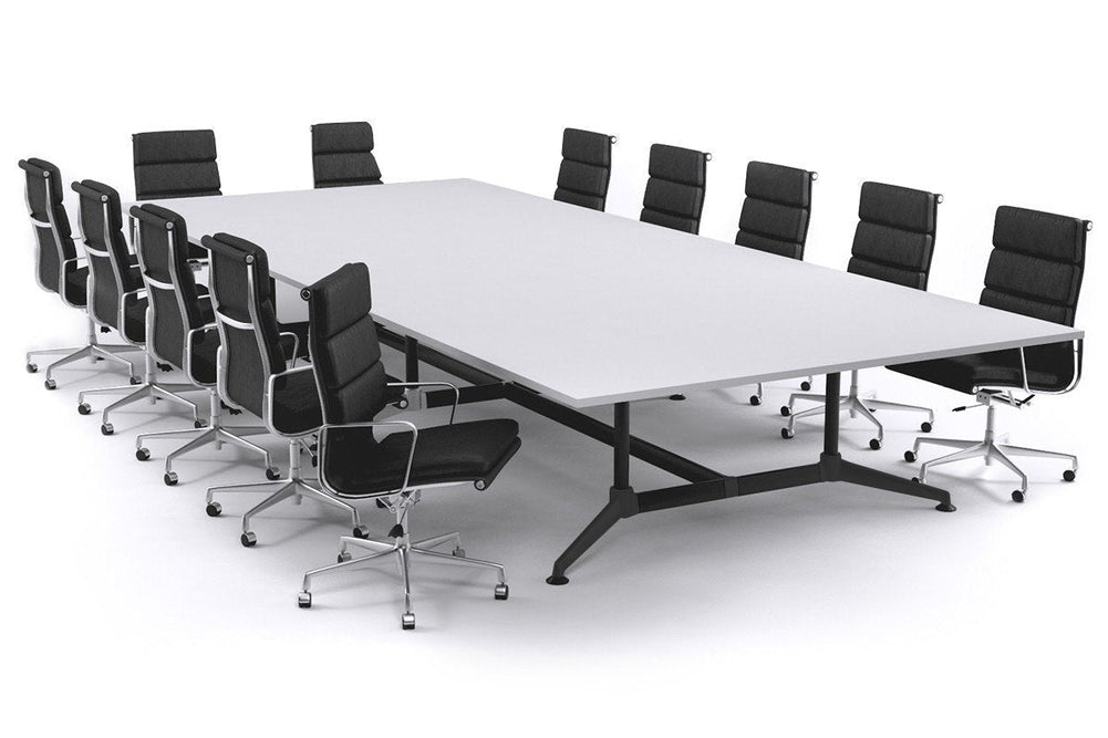 Large Boardroom Table With Indented Chrome Legs Blackjack For 10 / 12 / 14 People-black frame  