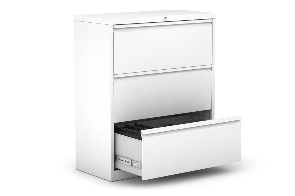 Lateral Filing Cabinet 3 Drawer Metal White-white  