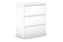  - Lateral Filing Cabinet 3 Drawer Metal White - 1