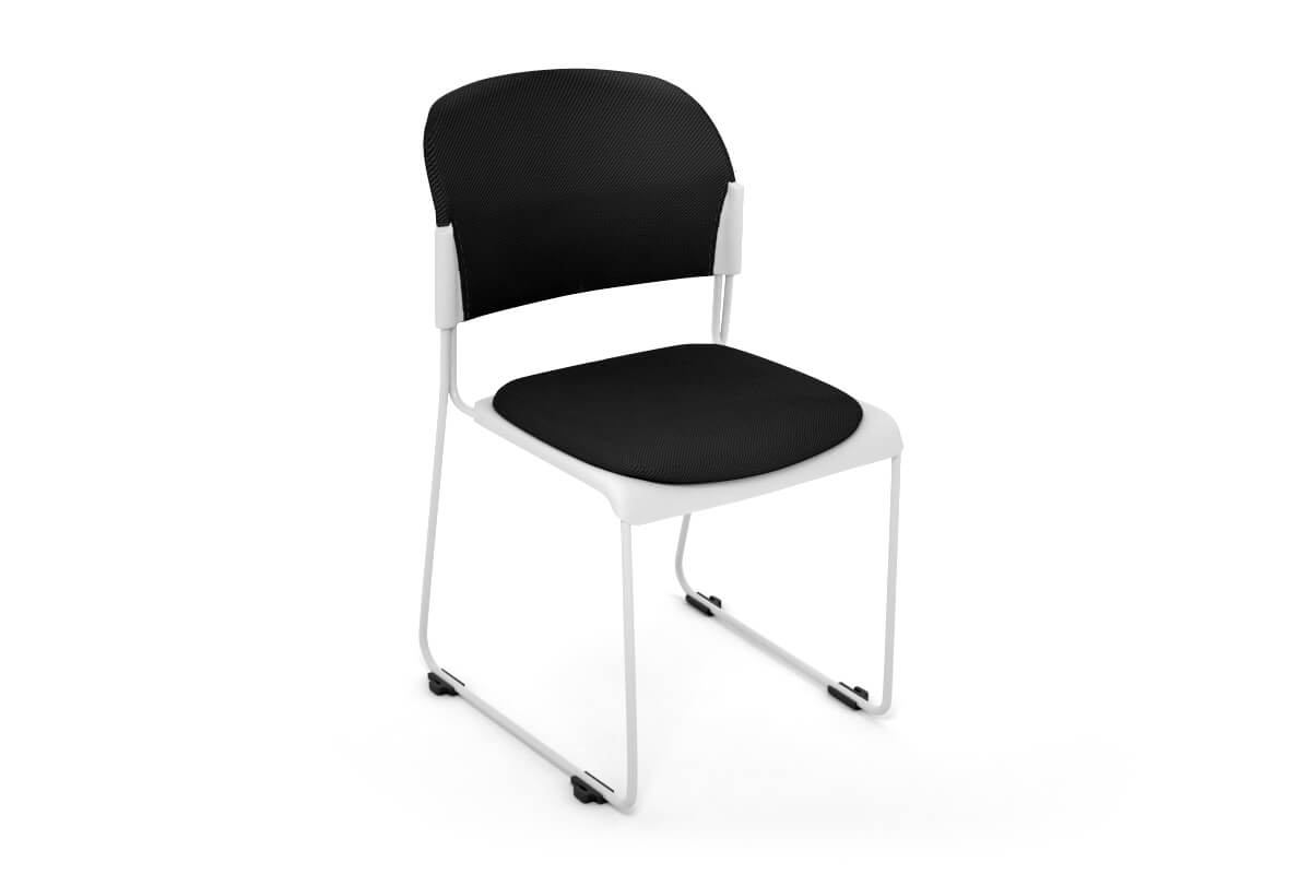 Lozza Visitor Chair - Sled Base Jasonl white fabric seat and back 