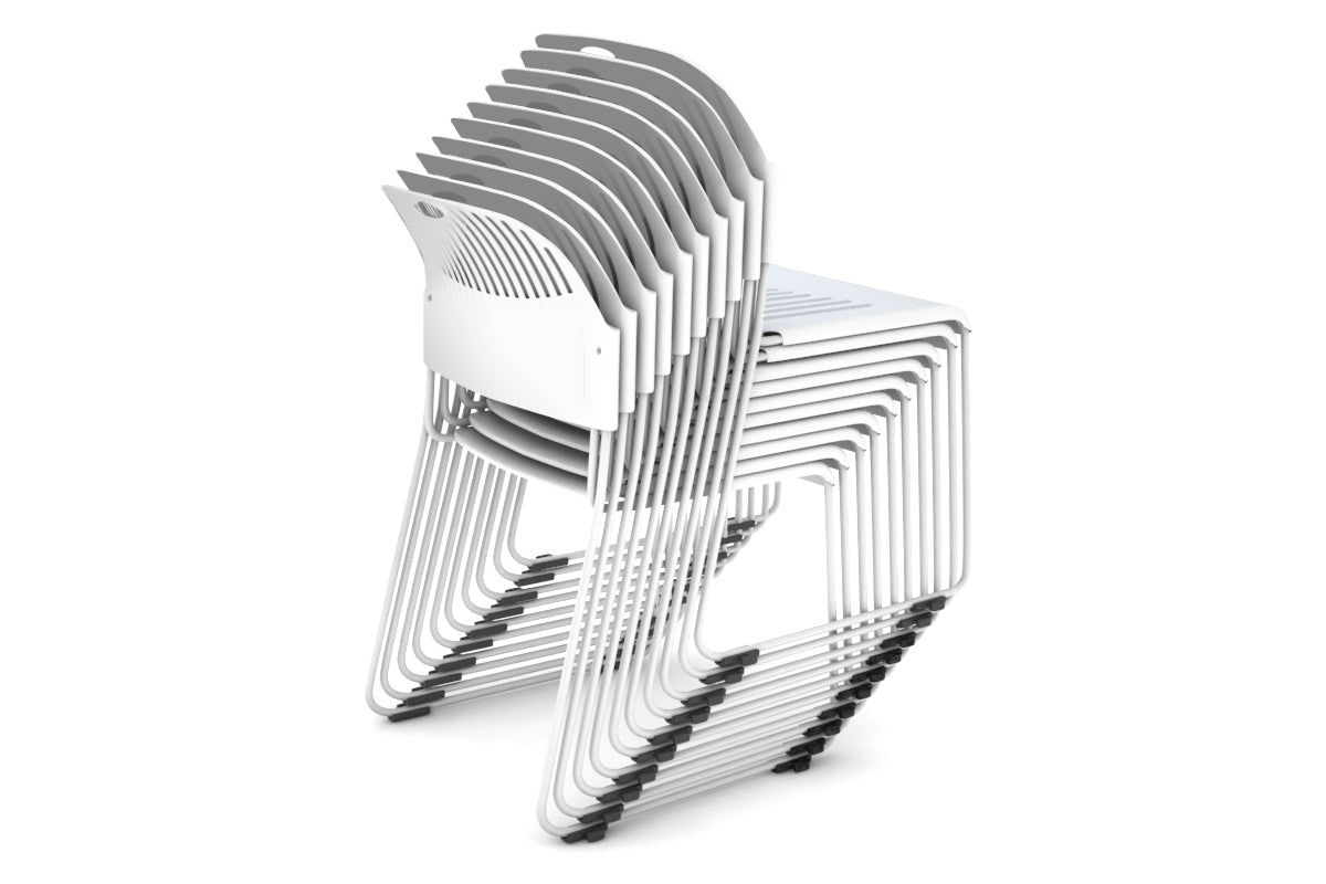 Lozza Visitor Chair - Sled Base-white fabric seat and back 