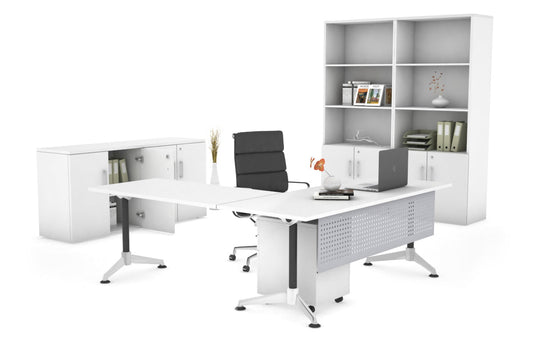 LShaped Corner Executive Office Desk Blackjack [1600L x 1700W] Ooh La La white silver modesty 
