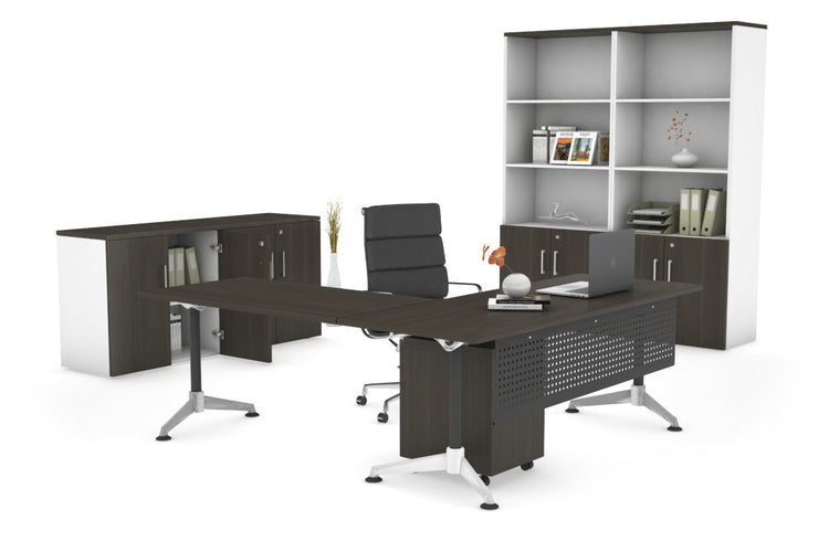 LShaped Corner Executive Office Desk Blackjack [1600L x 1700W] Ooh La La dark oak black modesty 