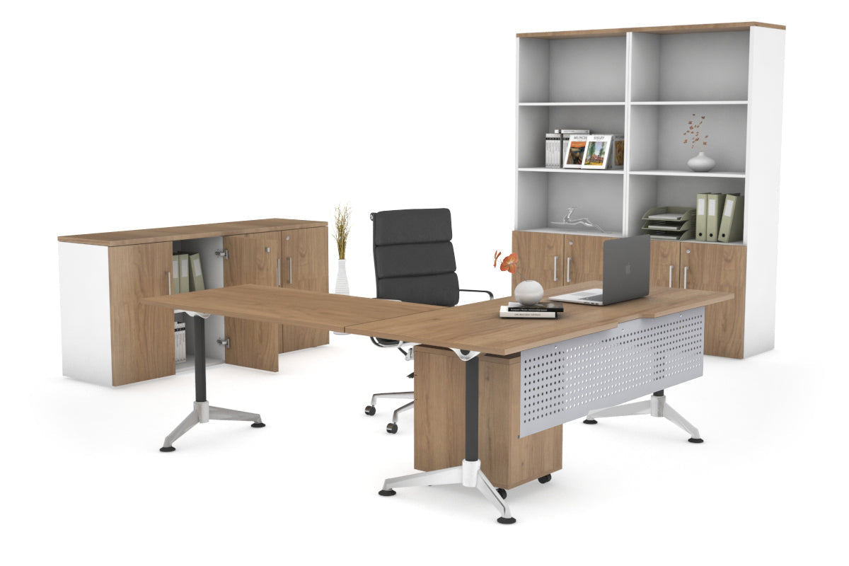 LShaped Corner Executive Office Desk Blackjack [1600L x 1800W] Ooh La La salvage oak silver modesty 