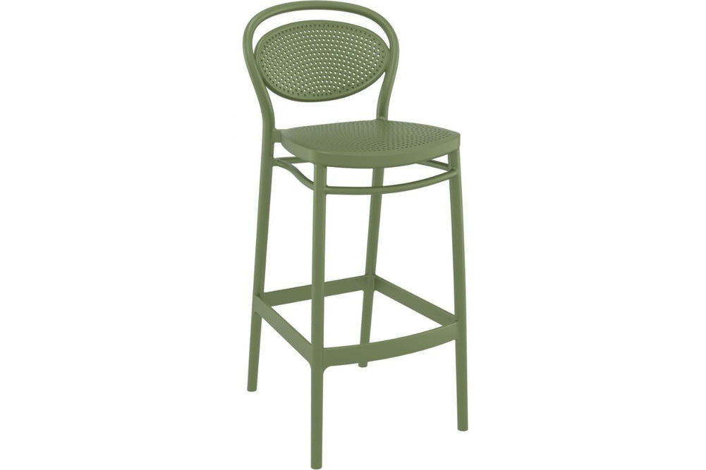 Hospitality Plus Marcel Bar Stool - 750mm Seat Height [1060H x 450W]-olive green  