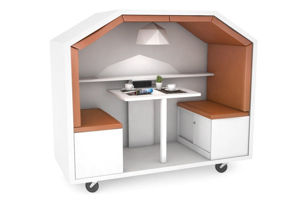 Mobile Meeting Pod-brown synthetic leather  