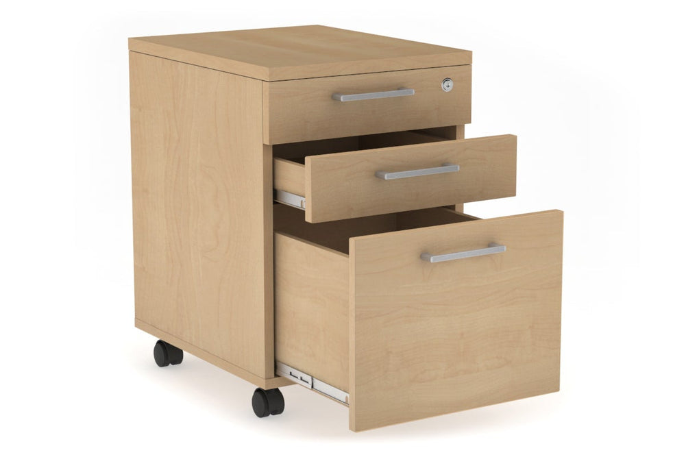 Mobile Pedestal with Lockable Filing Drawers Laminate-dark oak black handle 