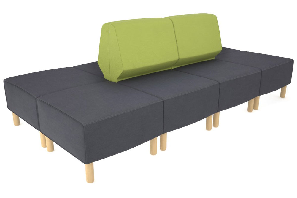 Mondo 4 Sectional Lounge Back to Back with 4 Square Ottomans-wooden light green 