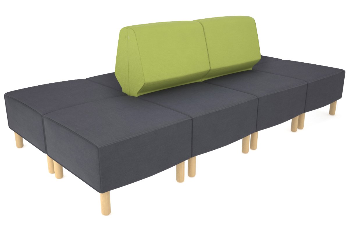 Mondo 4 Sectional Lounge Back to Back with 4 Square Ottomans Jasonl wooden light green 