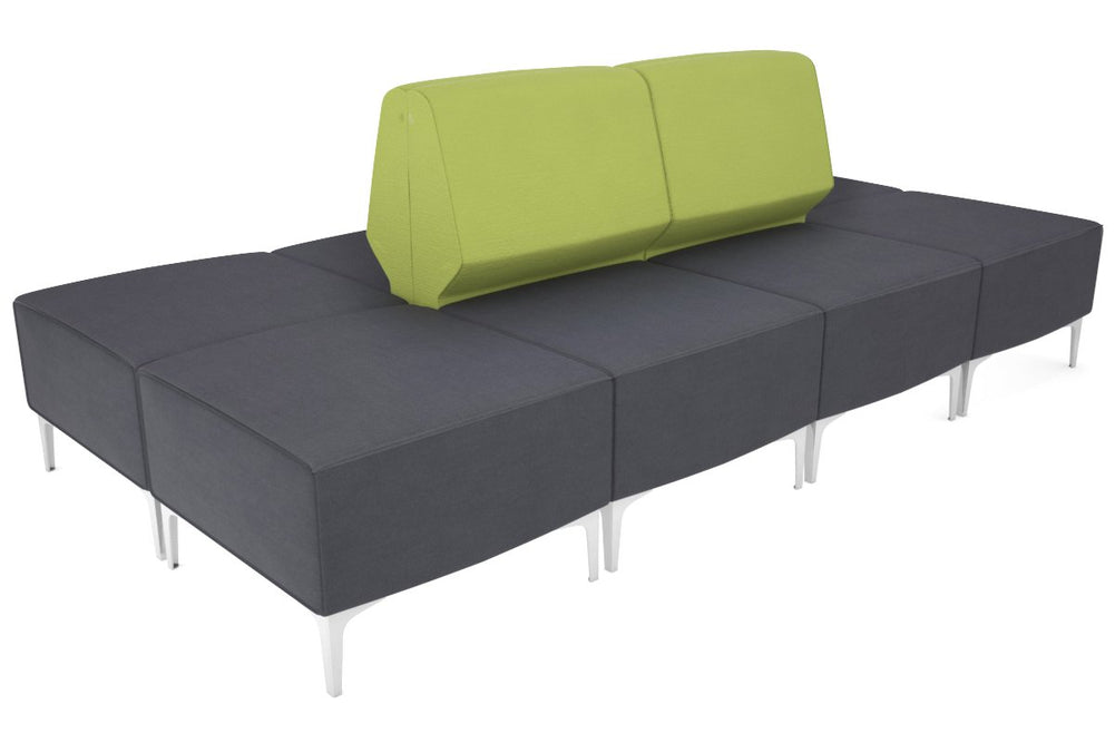 Mondo 4 Sectional Lounge Back to Back with 4 Square Ottomans-chrome light green 