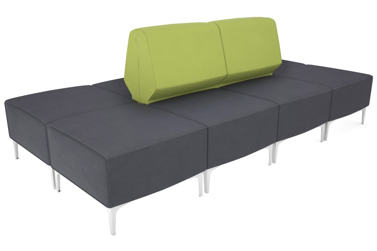 Mondo 4 Sectional Lounge Back to Back with 4 Square Ottomans Jasonl chrome light green 