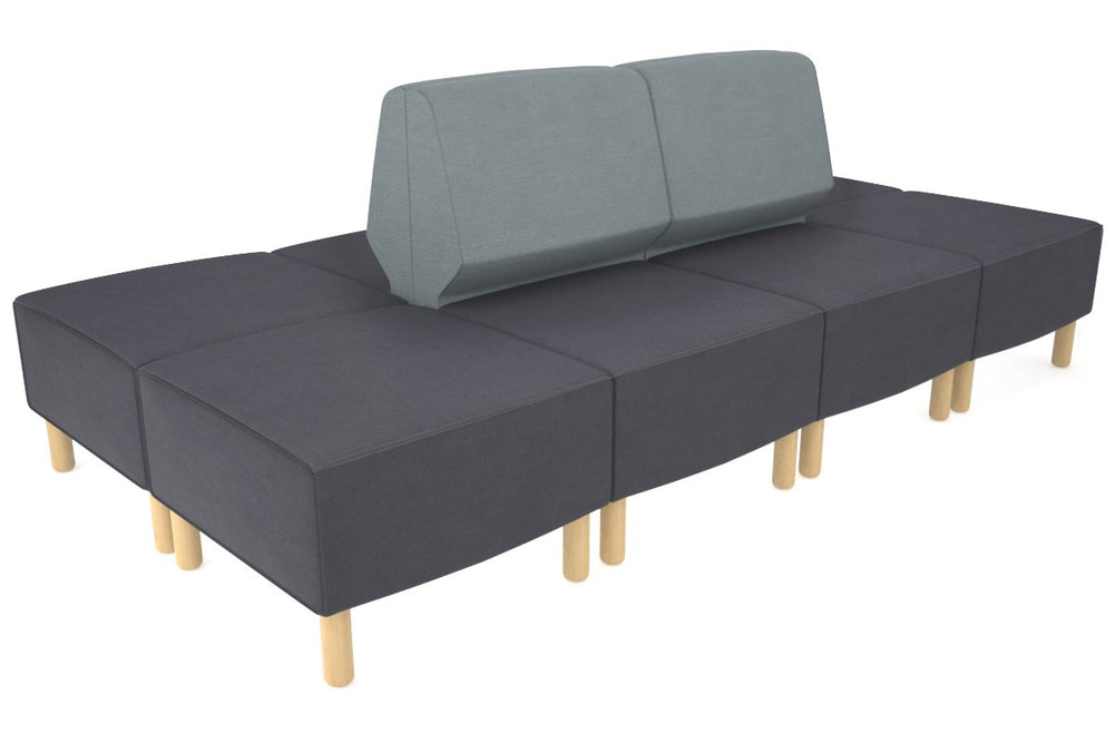 Mondo 4 Sectional Lounge Back to Back with 4 Square Ottomans-wooden light blue 