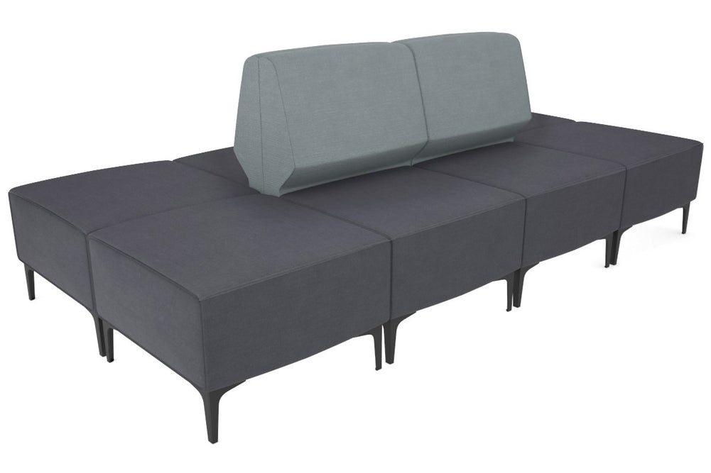 Mondo 4 Sectional Lounge Back to Back with 4 Square Ottomans-black light blue 