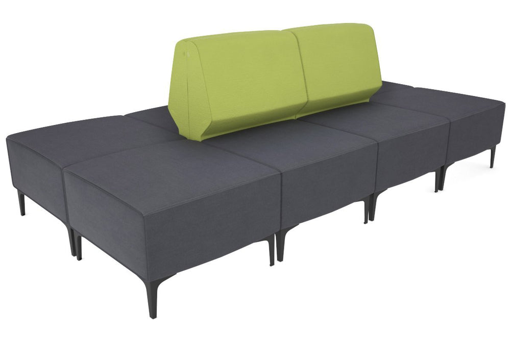 Mondo 4 Sectional Lounge Back to Back with 4 Square Ottomans-black light green 